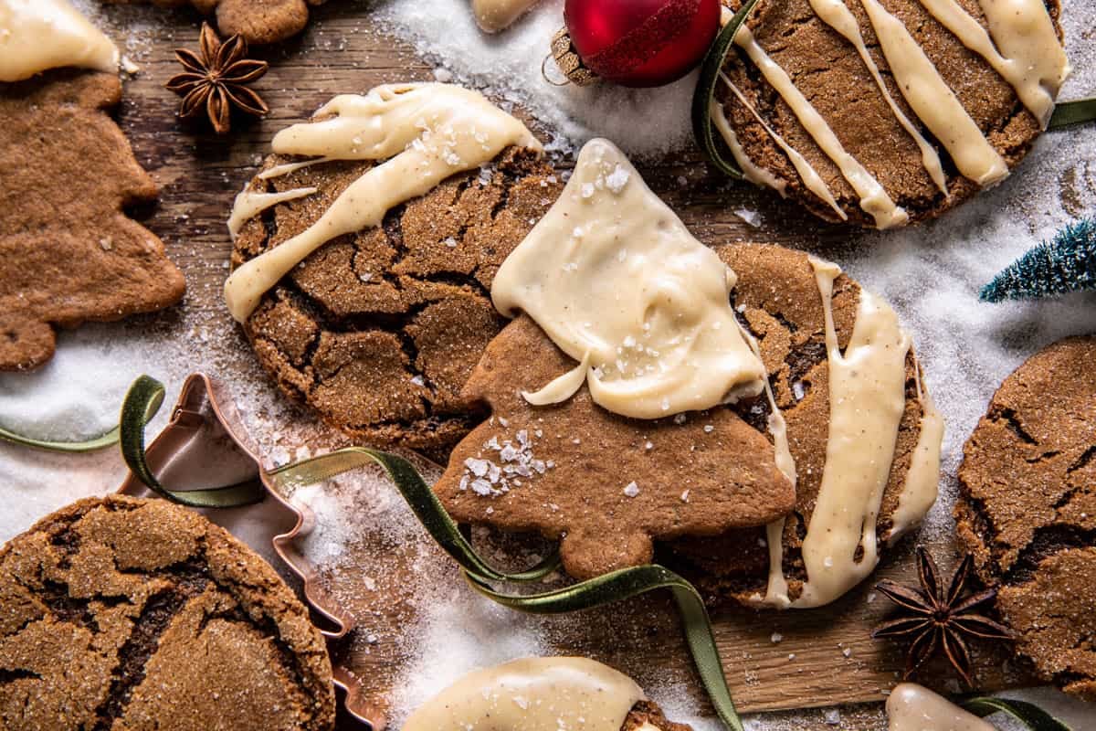 Soft Gingerbread Latte Cookies with Brown Butter Icing | halfbakedharvest.com