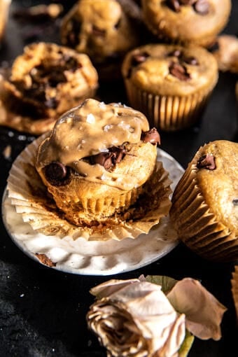 Blender Chocolate Chip Peanut Butter Banana Muffins | halfbakedharvest.com