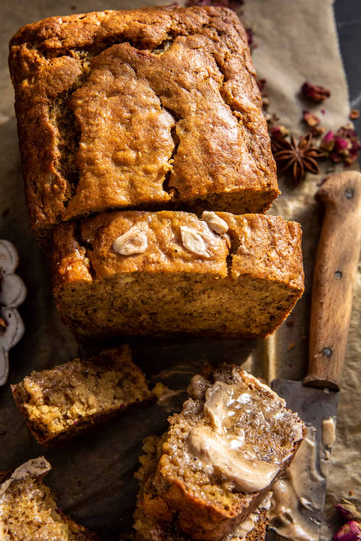 Maple Banana Bread with Cinnamon Spice Butter | halfbakedharvest.com
