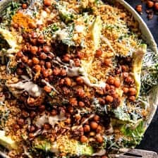Parmesan Tahini Kale Salad with Breadcrumbs and Crunchy Chickpeas | halfbakedharvest.com