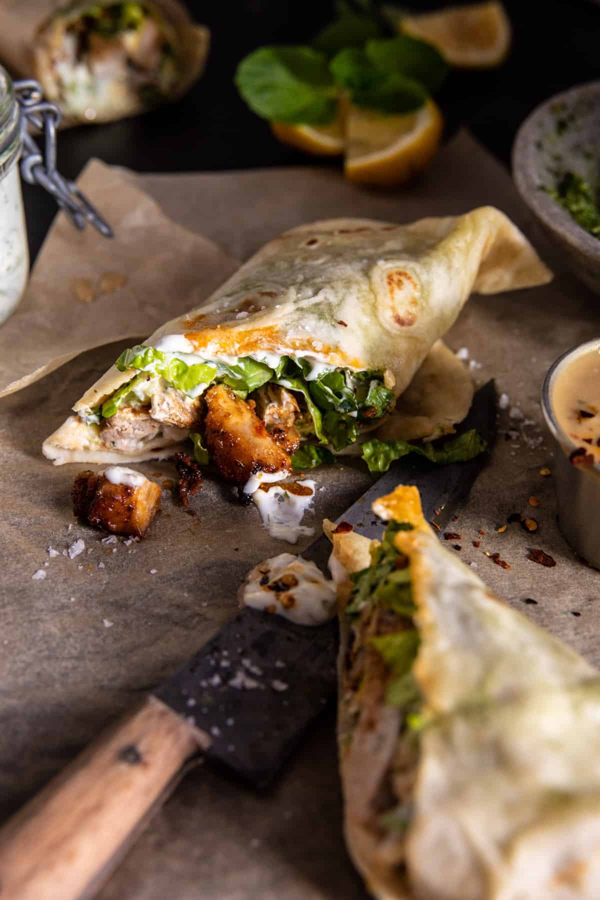 Pesto Chicken Tzatziki Salad Wraps | halfbakedharvest.com