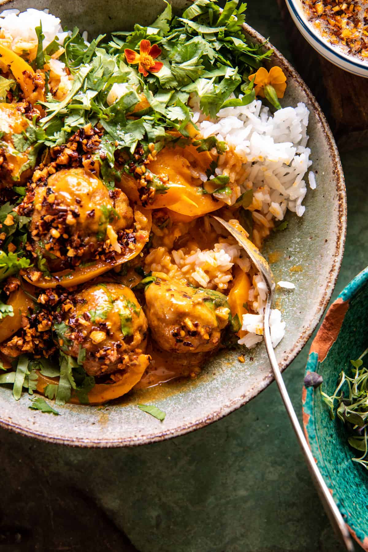 Coconut Curry Chicken Meatballs with Garlic Butter | halfbakedharvest.com