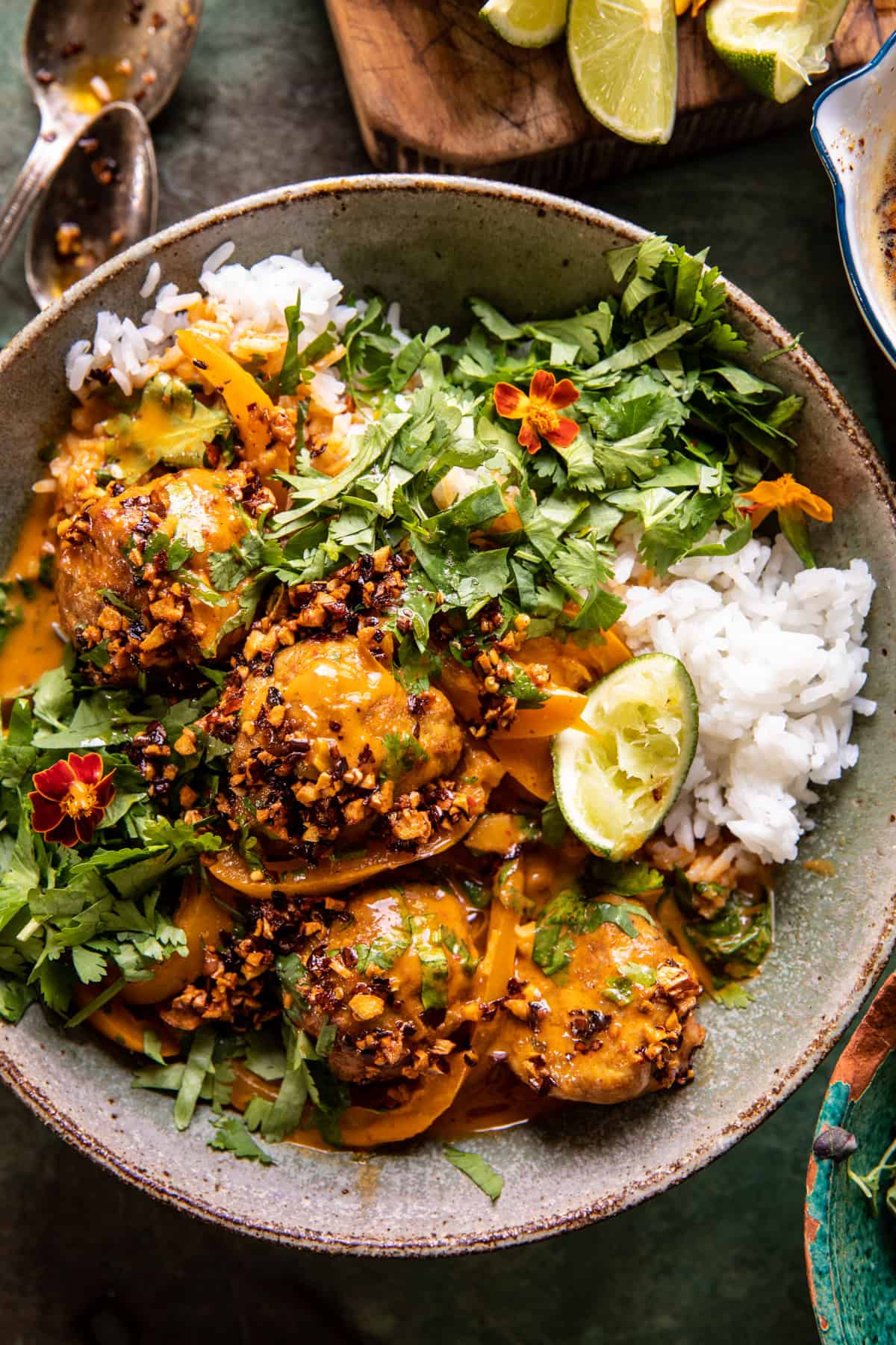 Coconut Curry Chicken Meatballs with Garlic Butter | halfbakedharvest.com