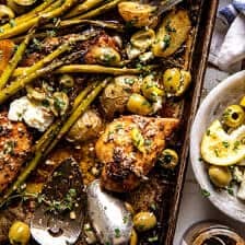 Sheet Pan Honey Garlic Chicken and Feta Potatoes | halfbakedharvest.com