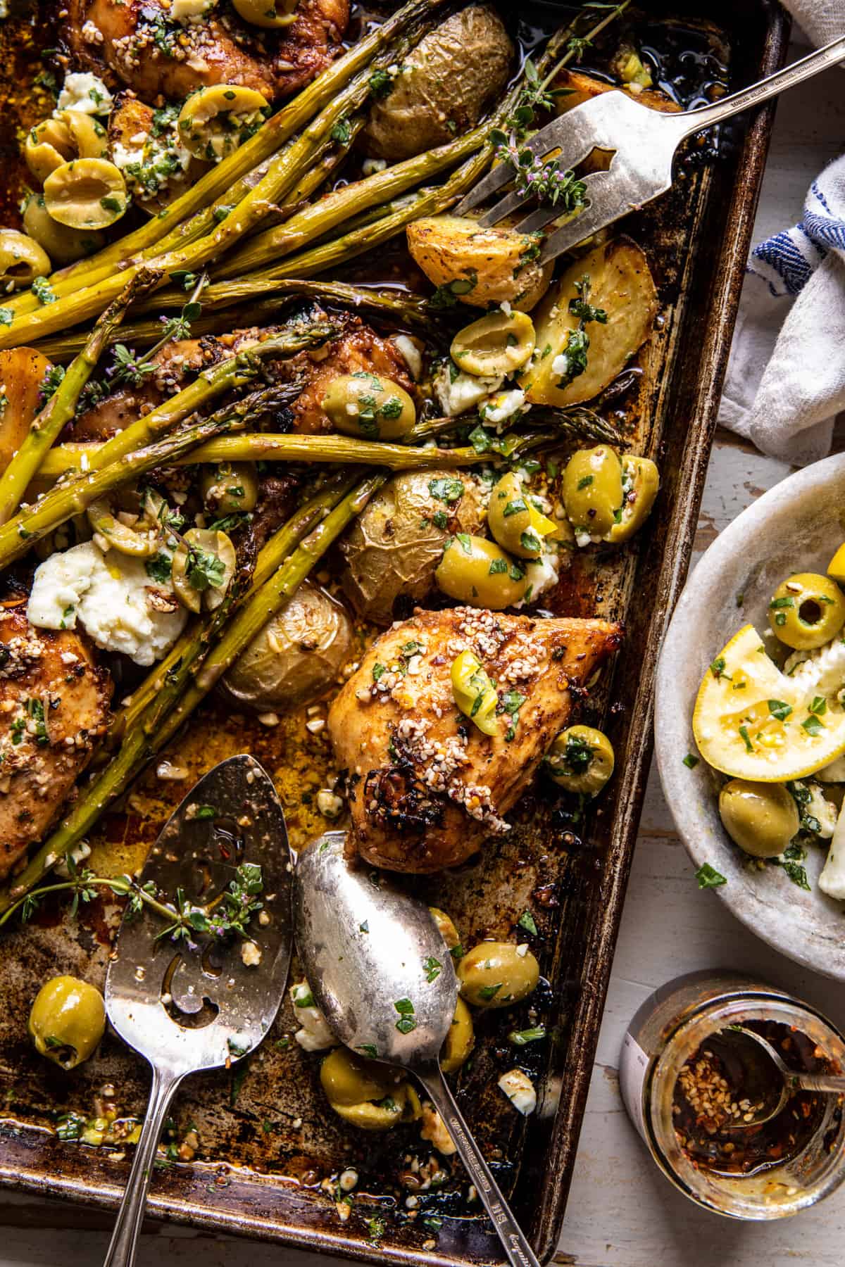 Sheet Pan Honey Garlic Chicken and Feta Potatoes | halfbakedharvest.com