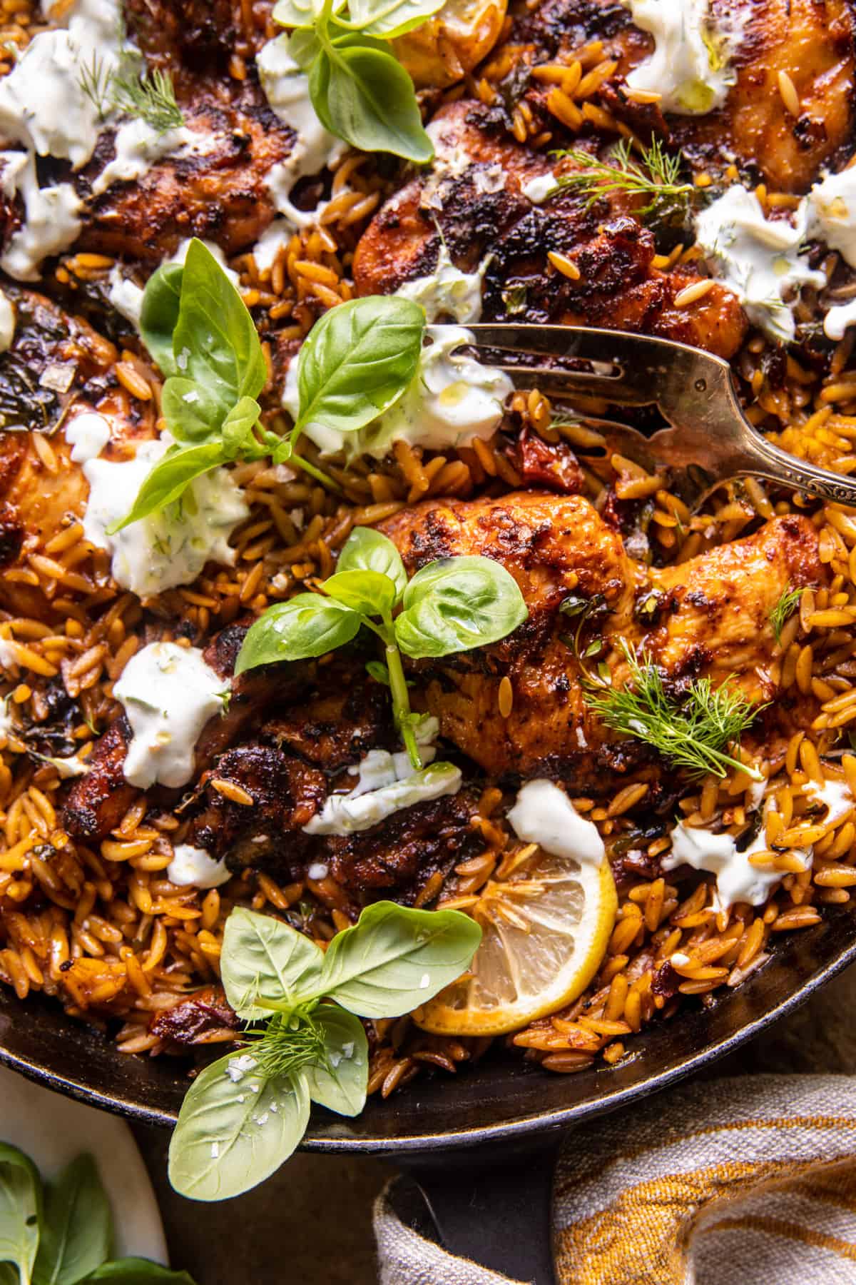 One Skillet Chicken Tzatziki and Orzo | halfbakedharvest.com