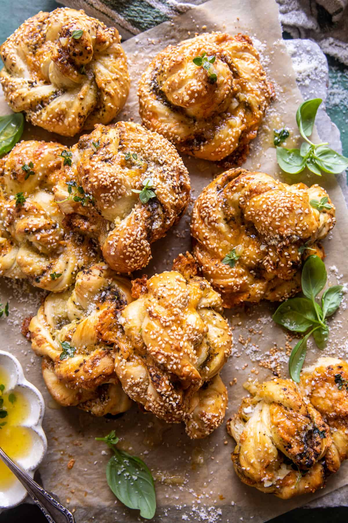 Pesto Garlic Butter Soft Pretzel Knots | halfbakedharvest.com