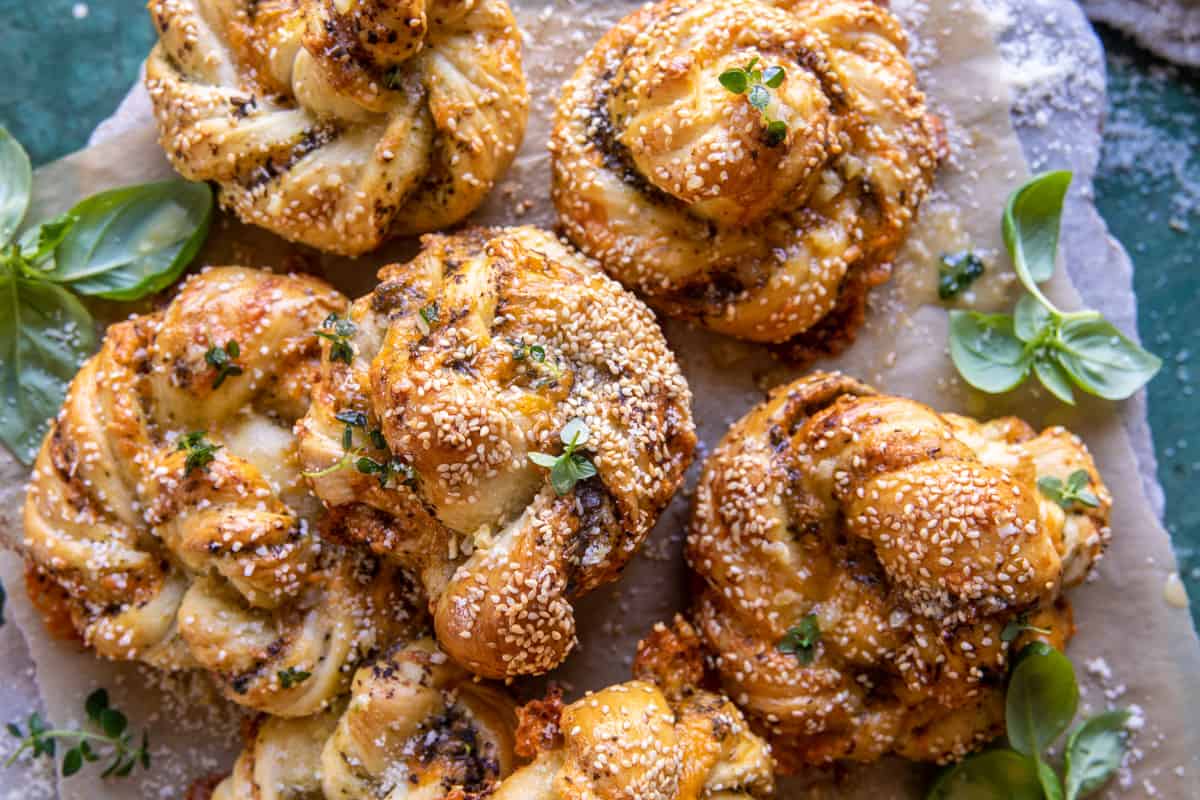 Pesto Garlic Butter Soft Pretzel Knots | halfbakedharvest.com