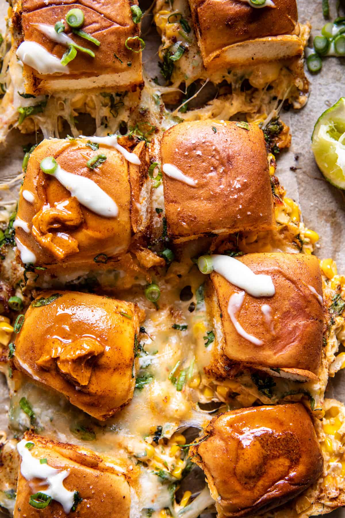 Pull Apart Street Corn Dip Sliders | halfbakedharvest.com