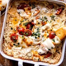 Roasted Garlic Caprese Dip | halfbakedharvest.com