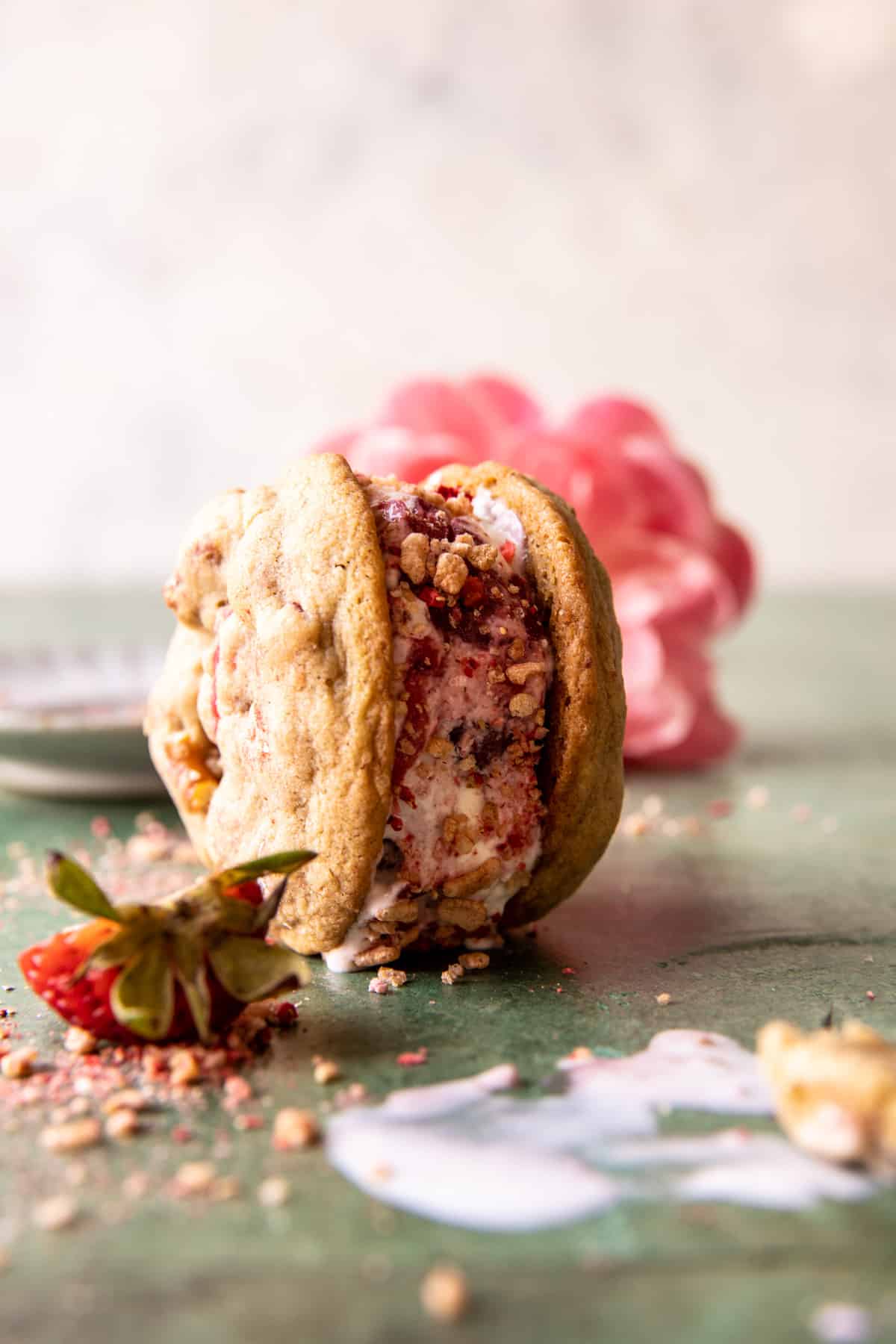 Strawberry Pretzel Cookie Ice Cream Sandwiches | halfbakedharvest.com
