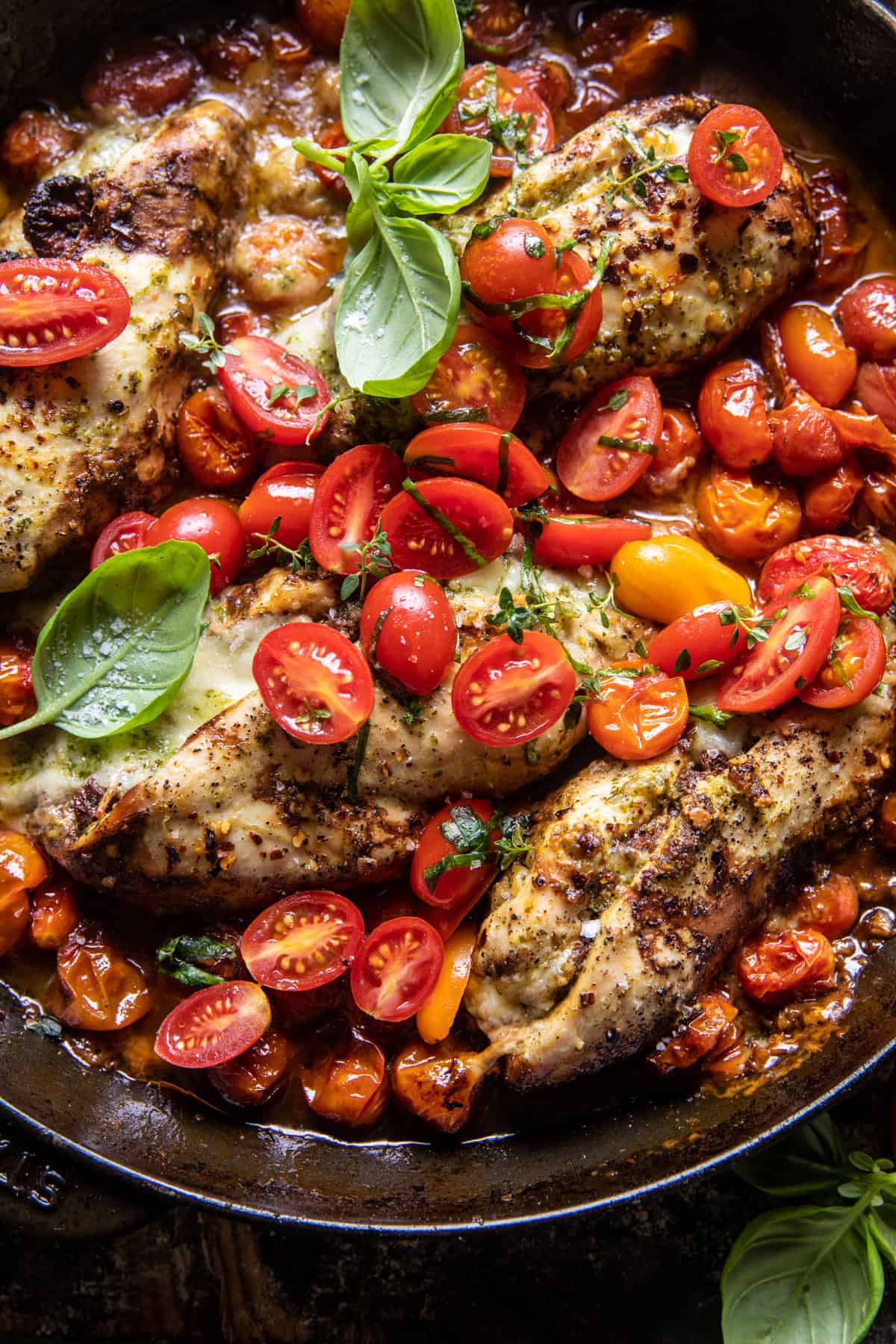 Cheesy Tomato Basil Stuffed Chicken | halfbakedharvest.com