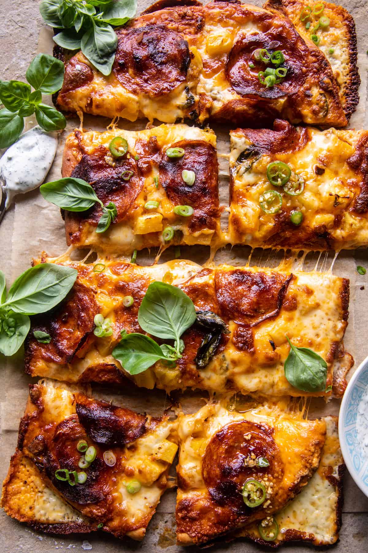 Sheet Pan Hawaiian Pepperoni Pizza | halfbakedharvest.com