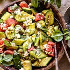 Smashed Cucumber and Watermelon Feta Salad | halfbakedharvest.com