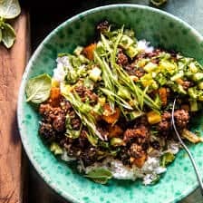 20 Minute Sticky Ginger Sesame Pineapple Beef | halfbalkdharvest.com
