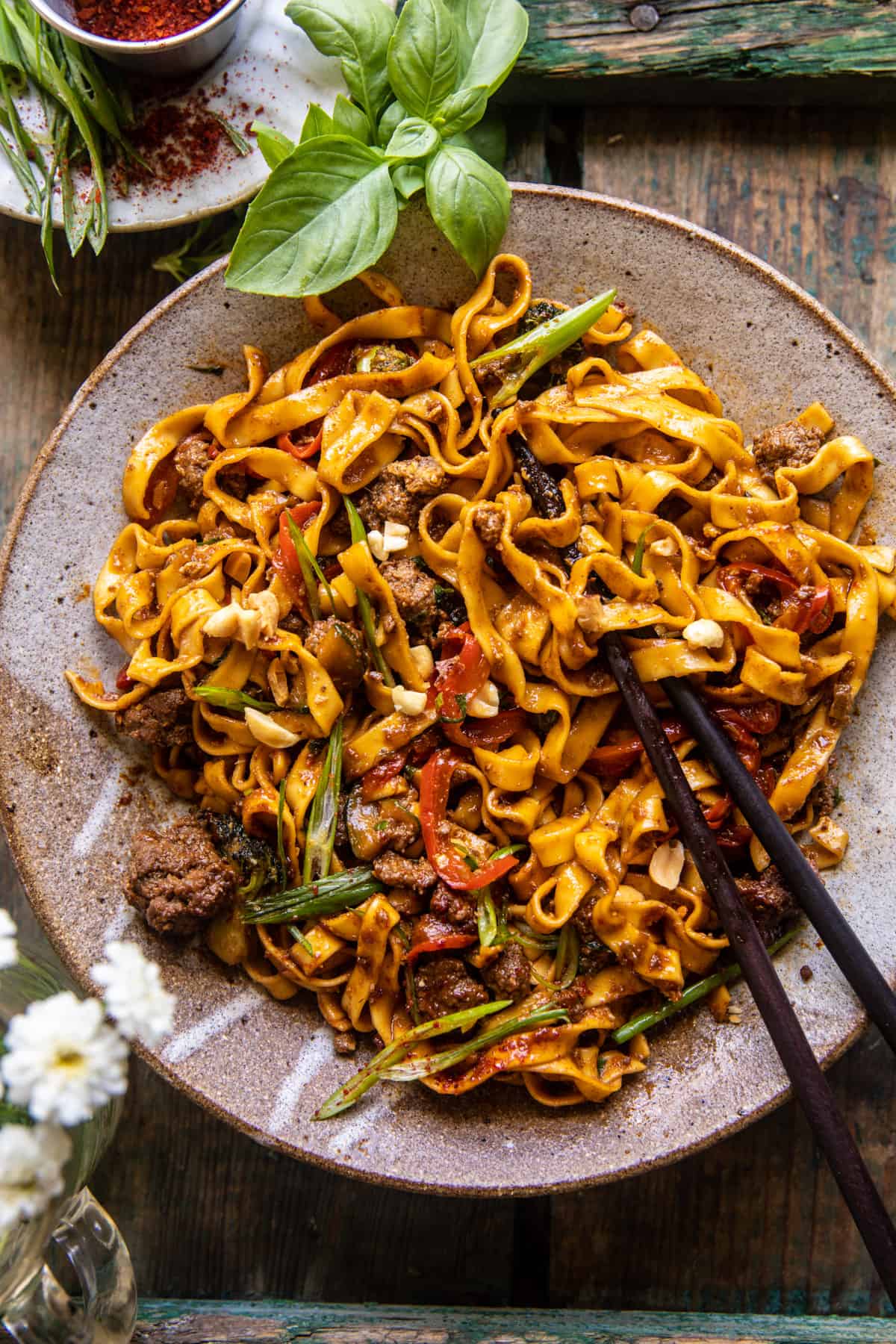 Almost Instant Red Curry Beef and Garlic Noodles | halfbakedharvest.com