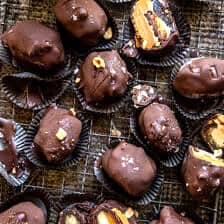 Chocolate Peanut Butter Ice Cream Stuffed Dates | halfbakdharvest.com