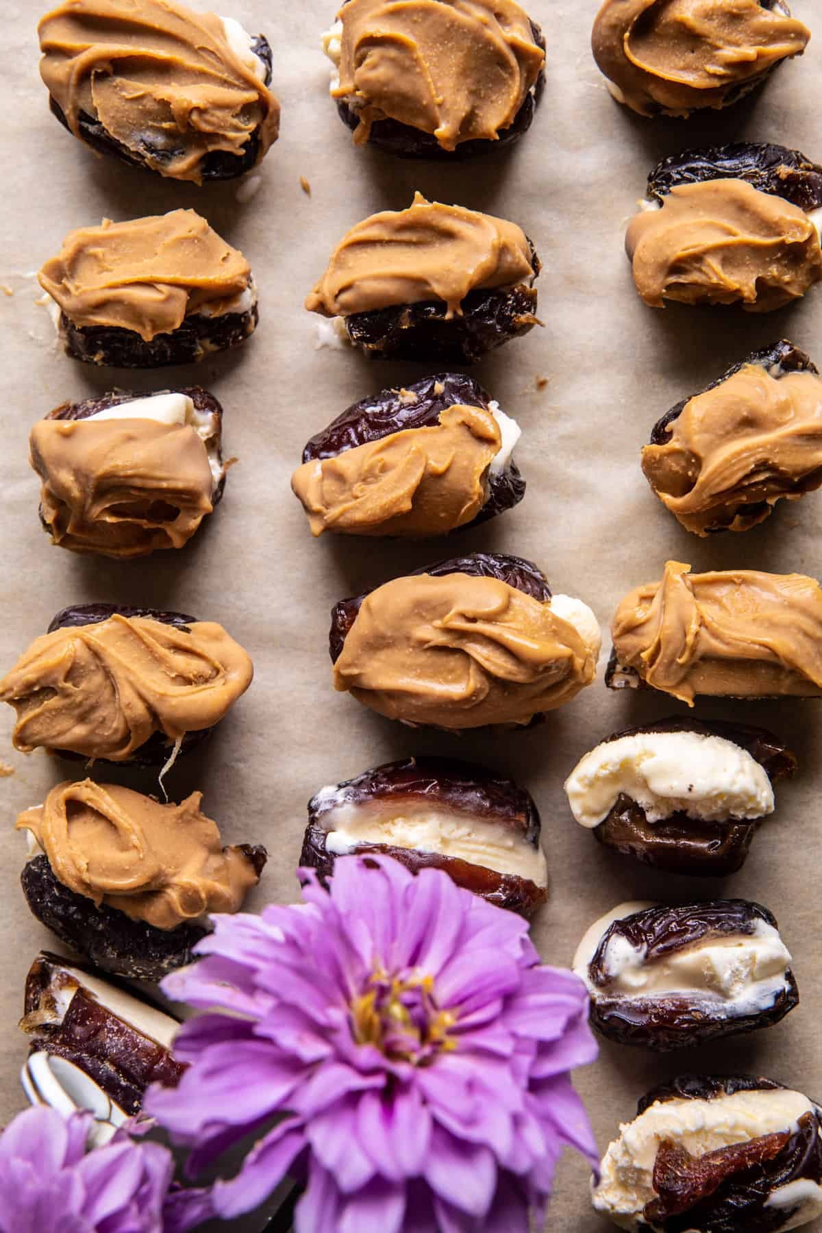 Chocolate Peanut Butter Ice Cream Stuffed Dates | halfbakdharvest.com