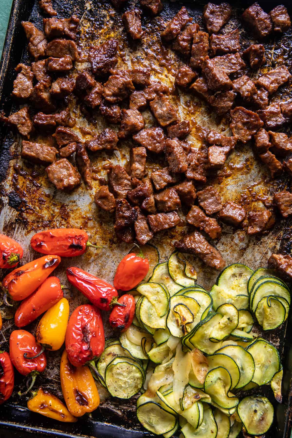 Sheet Pan Chili Crisp Beef Zucchini Rice Bowls | halfbakedharvest.com