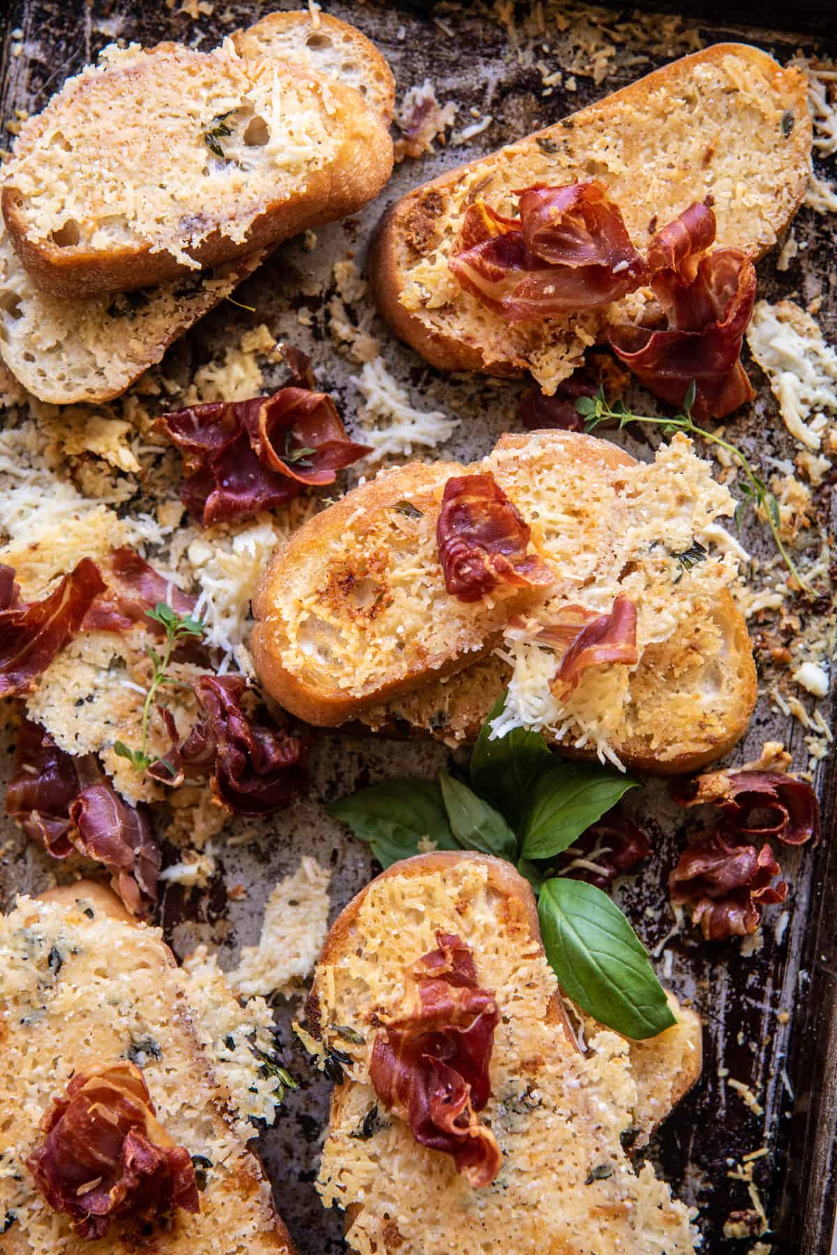 Peach Burrata Parmesan Crostini with Hot Honey | halfbakedharvest.com