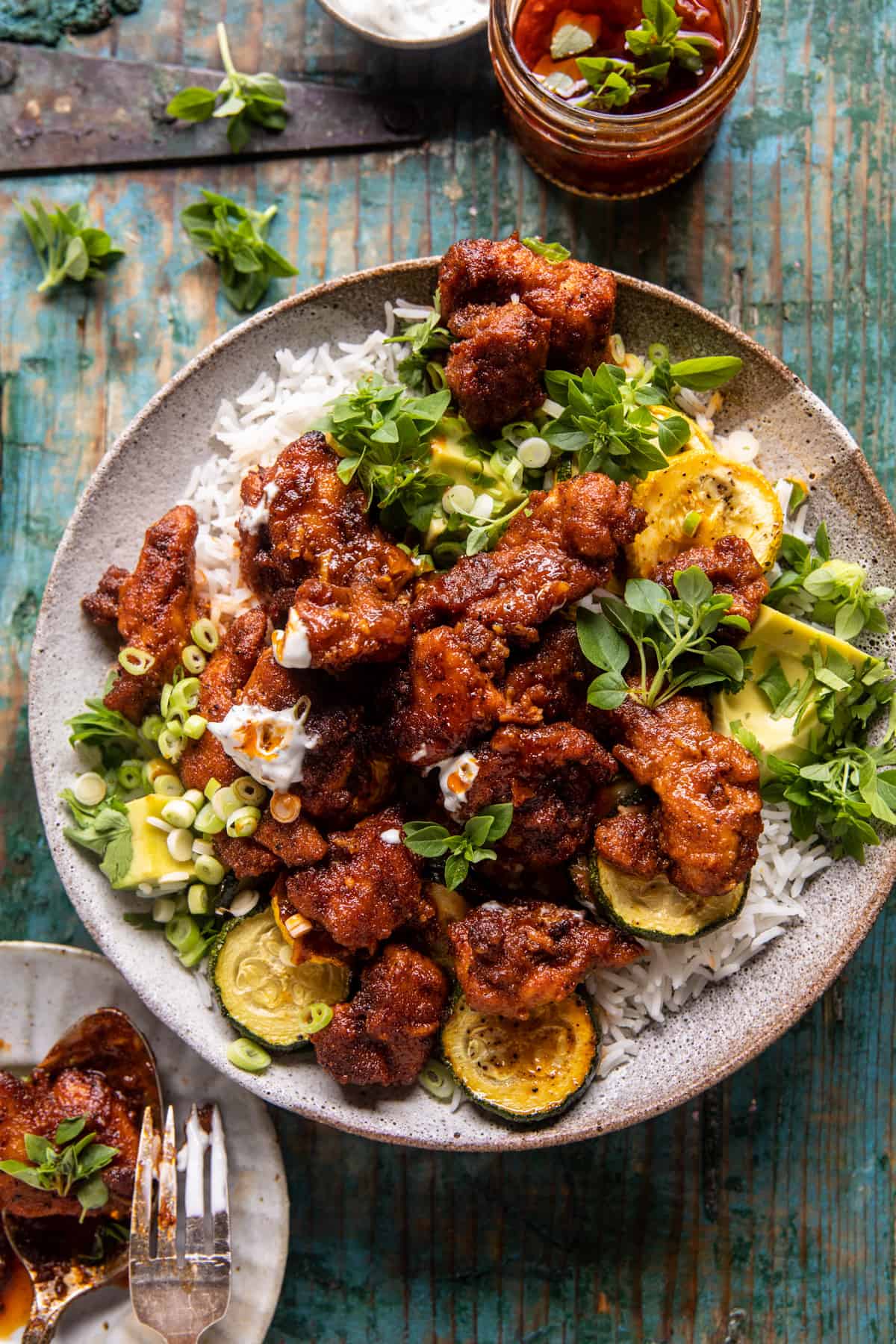 Sheet Pan Hot Honey Garlic Chicken and Zucchini | halfbakedharvest.com