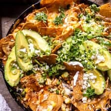 Skillet Corn and Chipotle Chicken Tortilla Bake | halfbakedharvest.com