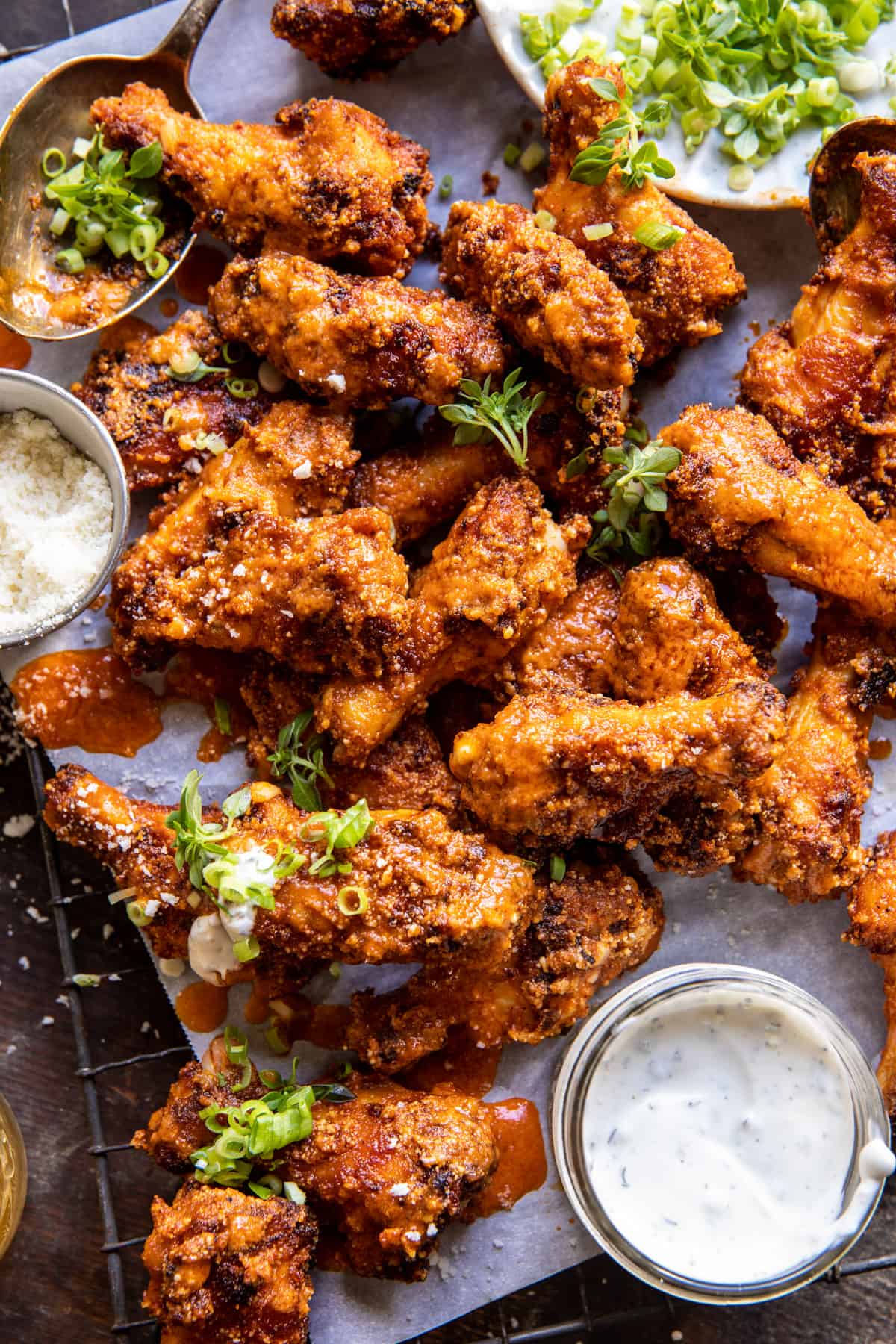 Easy Garlic Parmesan Buffalo Chicken Wings | halfbakedharvest.com
