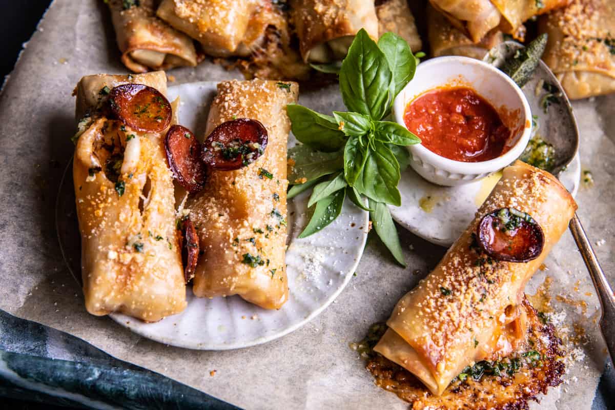 Garlic Butter Pizza Egg Rolls | halfbakedharvest.com