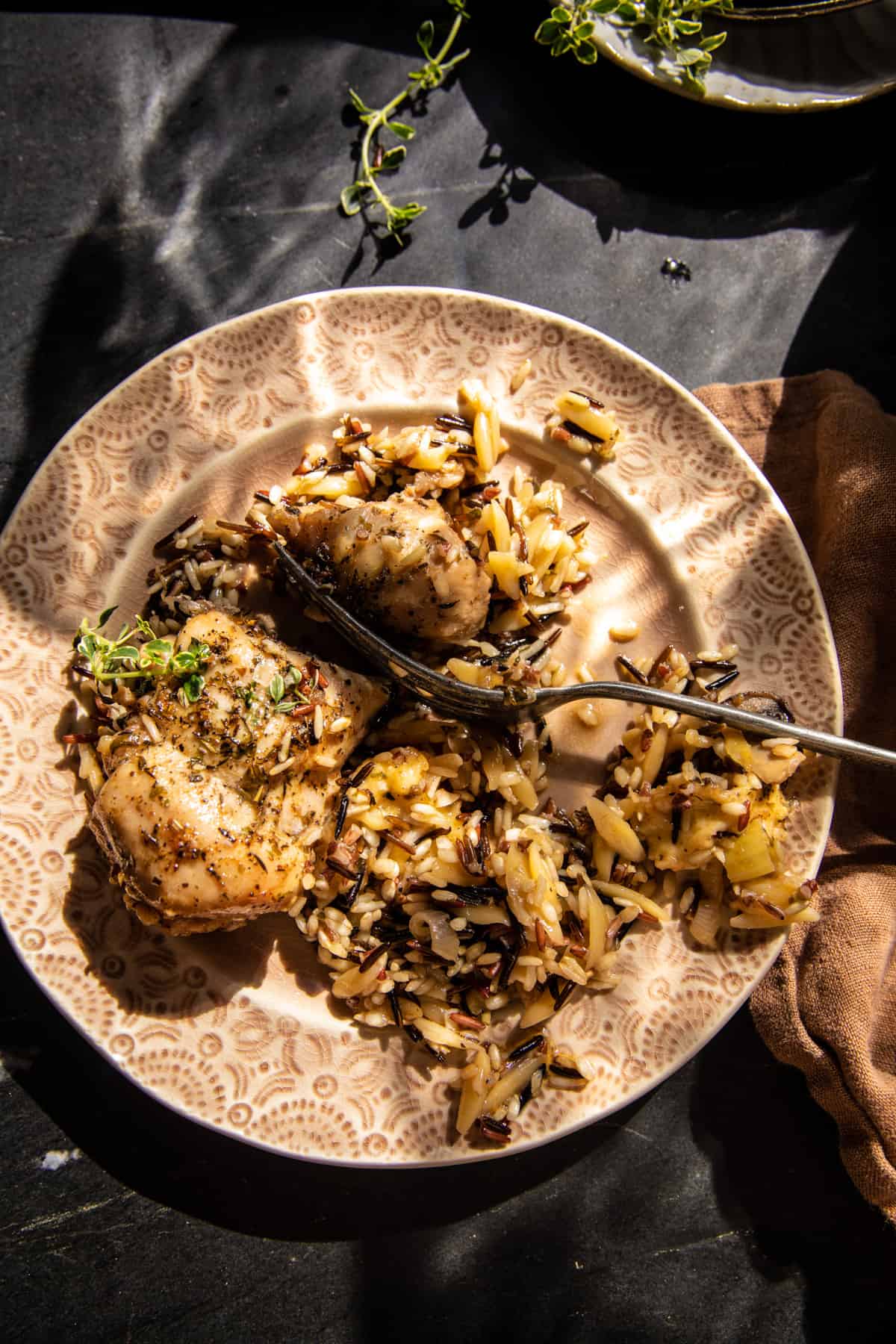 One Pan Roasted Herb Chicken and Wild Rice | halfbakedharvest.com