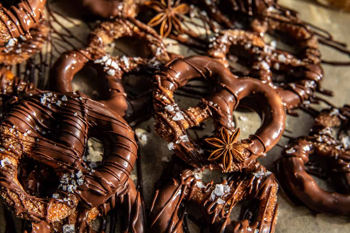 Chocolate Covered Espresso Spiced Pretzels | halfbakedharvest.com