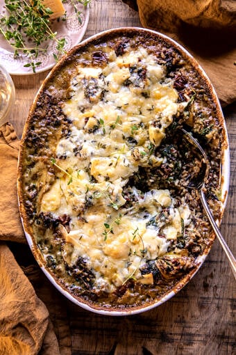 Creamed Spinach and Wild Rice Casserole | halfbakedharvest.com