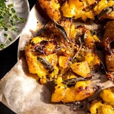 Crispy Brown Butter Sage Smashed Potatoes | halfbakedharvest.com