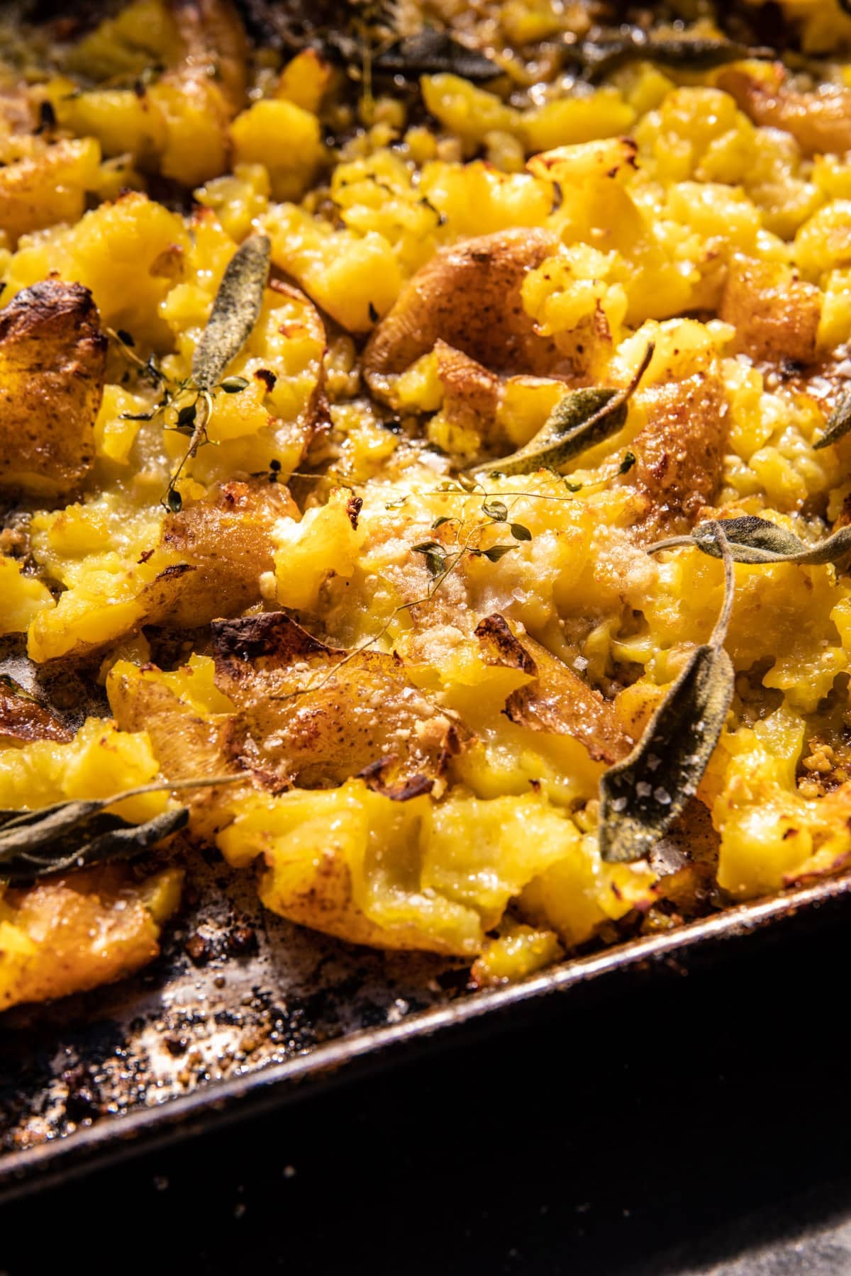 Crispy Brown Butter Sage Smashed Potatoes | halfbakedharvest.com