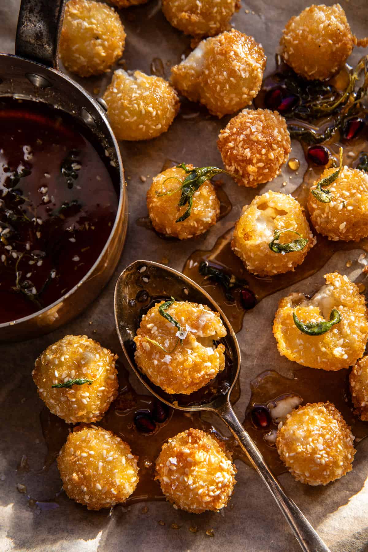 Fried Goat Cheese with Spicy Sage Honey | halfbakedharvest.com