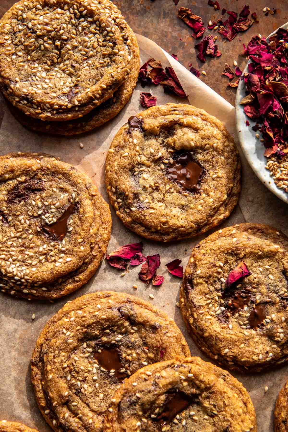 Chewy Chocolate Chunk Honey Sesame Cookies | halfbakedharvest.com