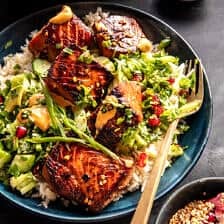Spicy Ginger Caramelized Salmon Bowl | halfbakedharvest.com