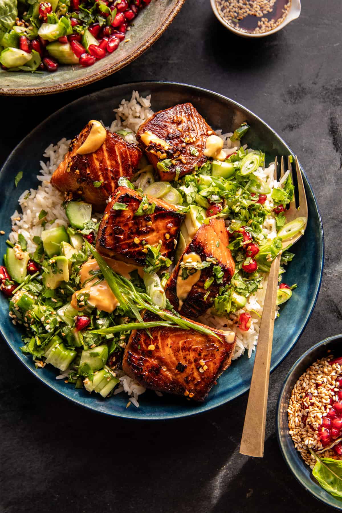Spicy Ginger Caramelized Salmon Bowl | halfbakedharvest.com
