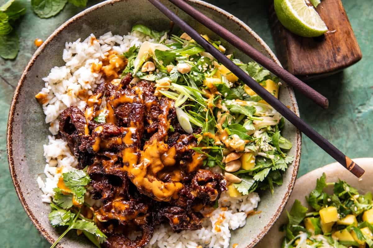 Curried Thai Beef with Peanut Sauce | halfbakedharvest.com