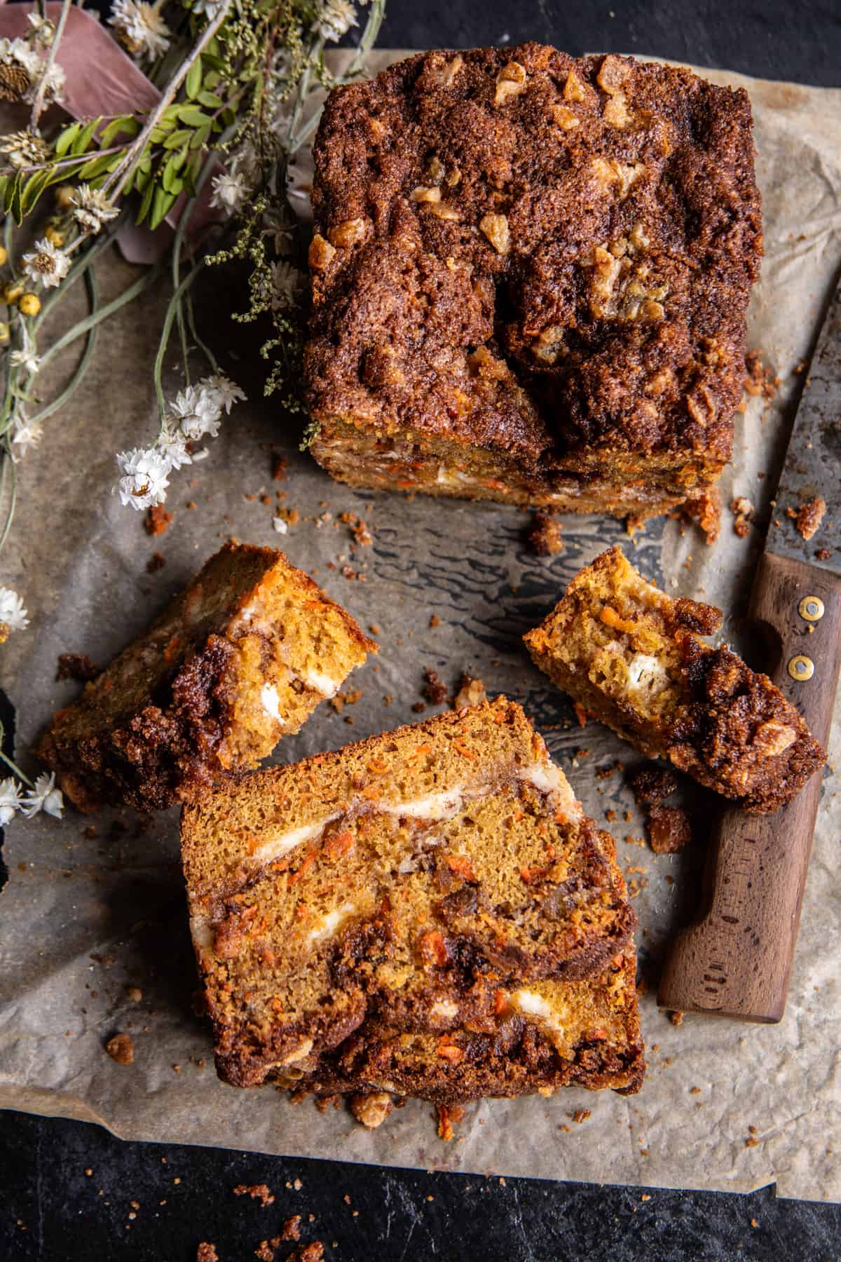 Swirled Ginger Crunch Carrot Cake Bread | halfbakedharvest.com