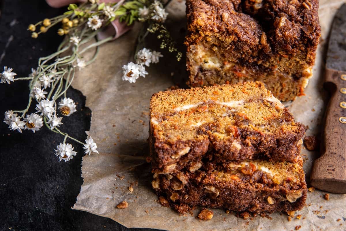 Swirled Ginger Crunch Carrot Cake Bread | halfbakedharvest.com
