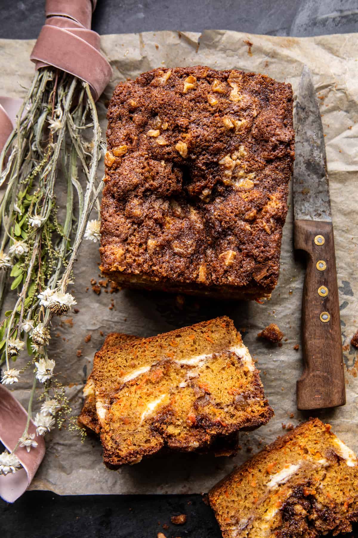 Swirled Ginger Crunch Carrot Cake Bread | halfbakedharvest.com