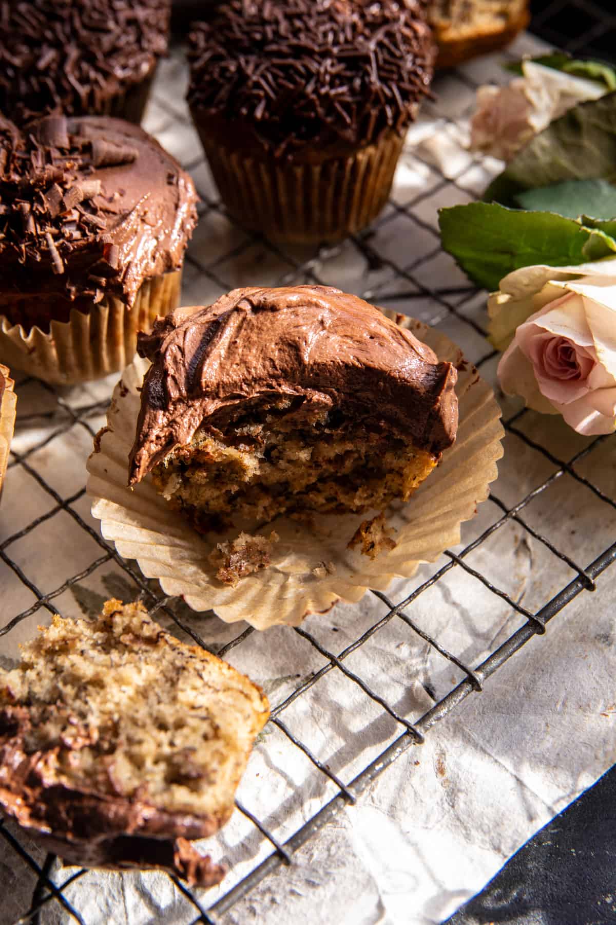 Easy Banana Cupcakes with Espresso Chocolate Frosting | halfbakedharvest.com