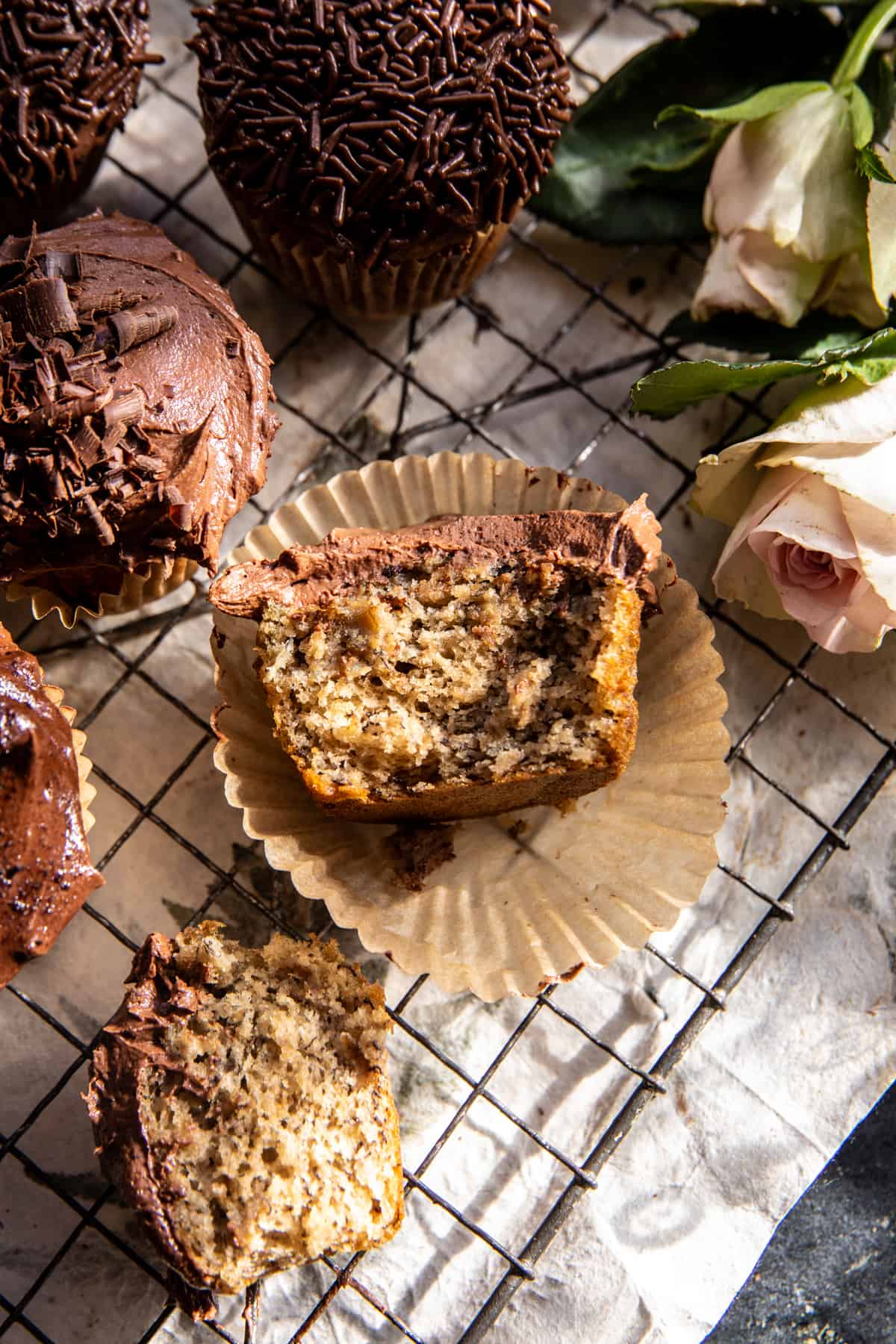 Easy Banana Cupcakes with Espresso Chocolate Frosting | halfbakedharvest.com