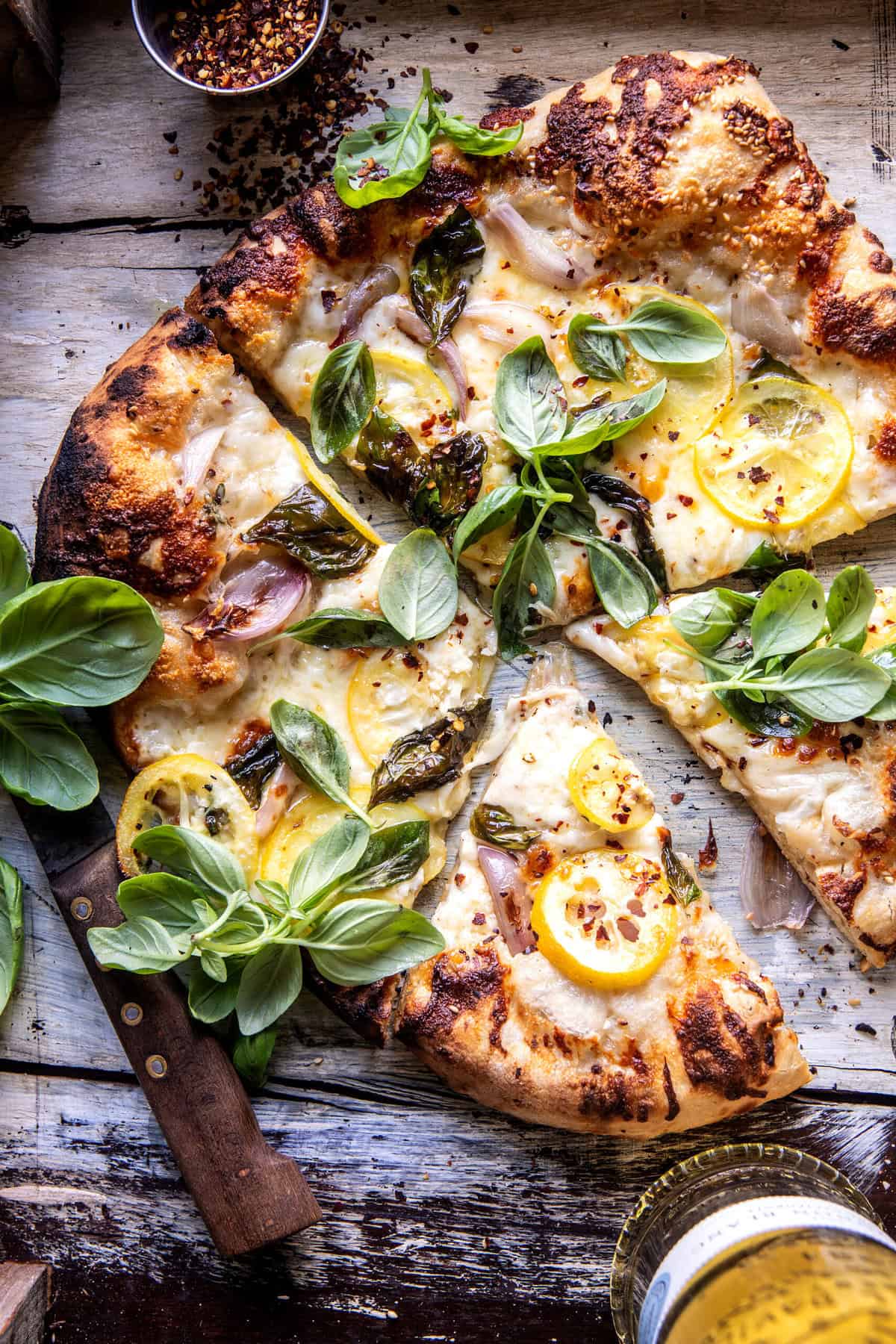 3 Cheese Lemon Basil Pizza | halfbakedharvest.com