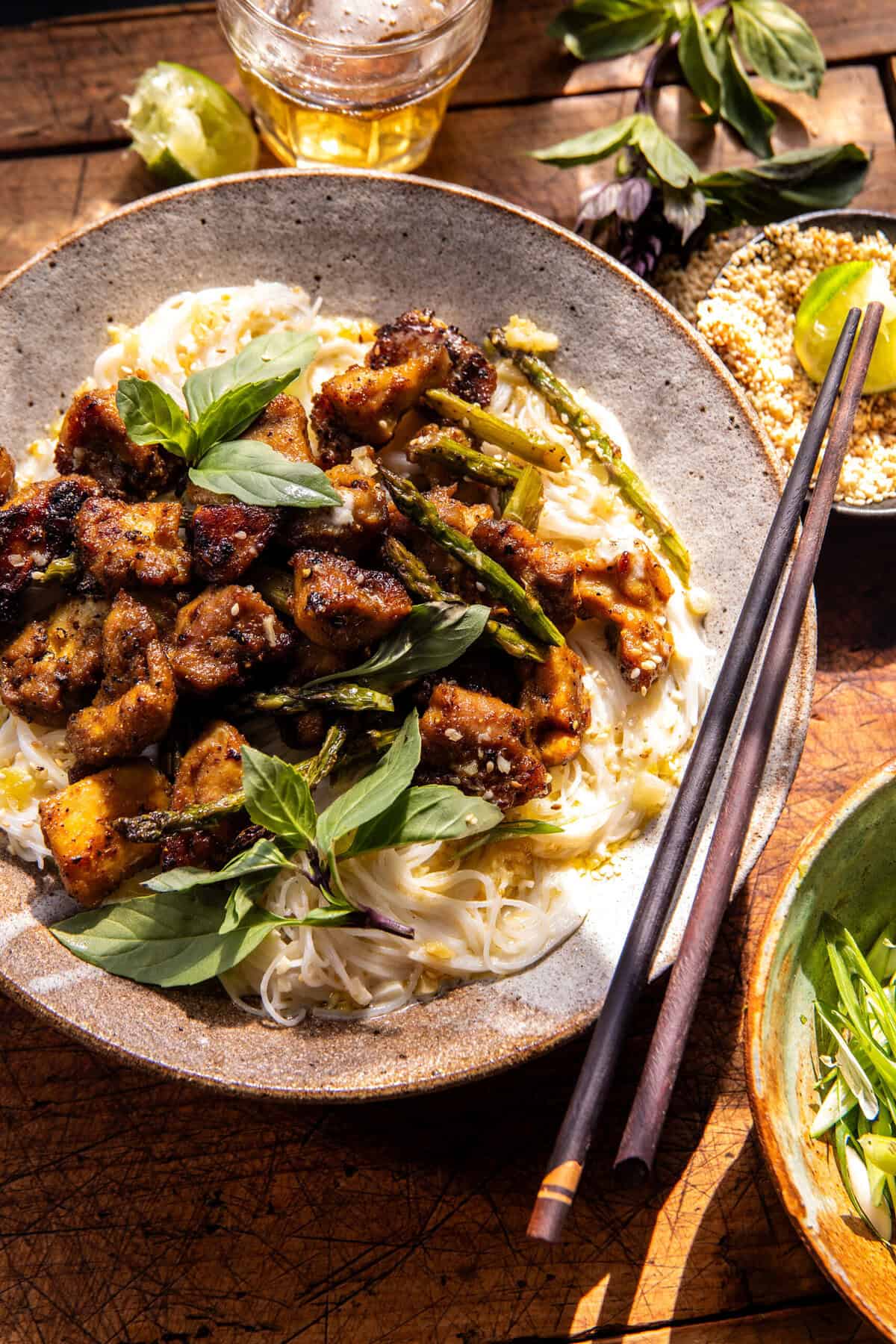 Thai Basil Chicken and Garlic Butter Noodles | halfbakedharvest.com