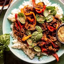 20 Minute Sesame Basil Beef Stir Fry | halfbakedharvest.com