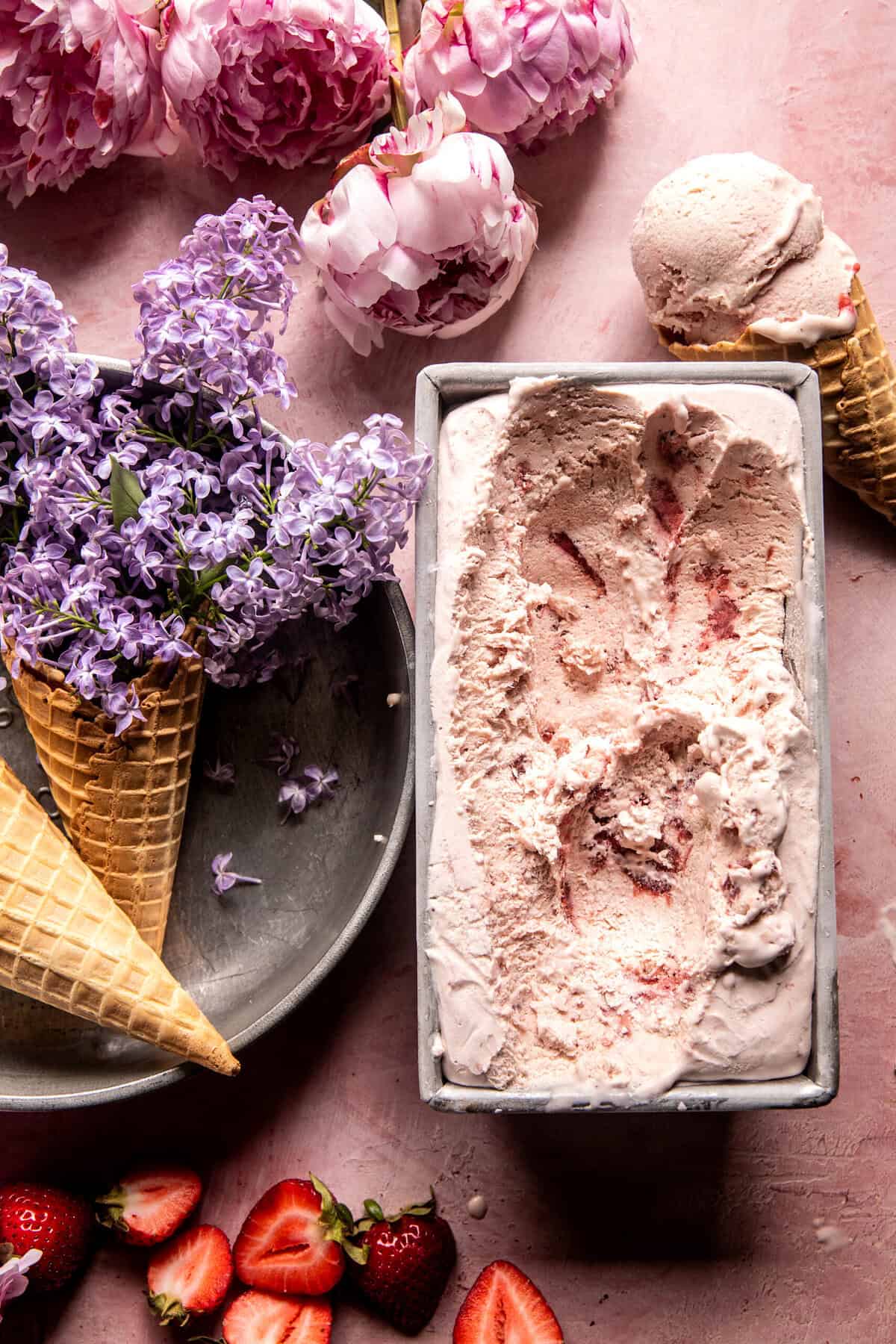 No Churn Creamy Strawberry Ice Cream | halfbakedharvest.com