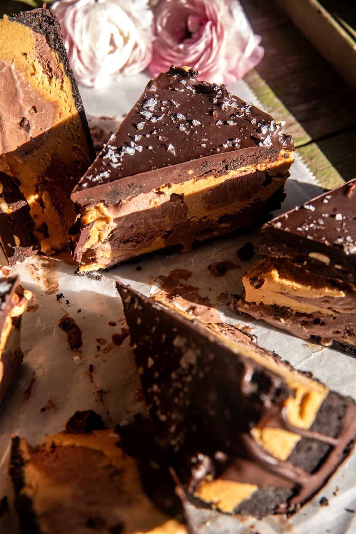 Frozen Chocolate Peanut Butter Cream Pie | halfbakedharvest.com