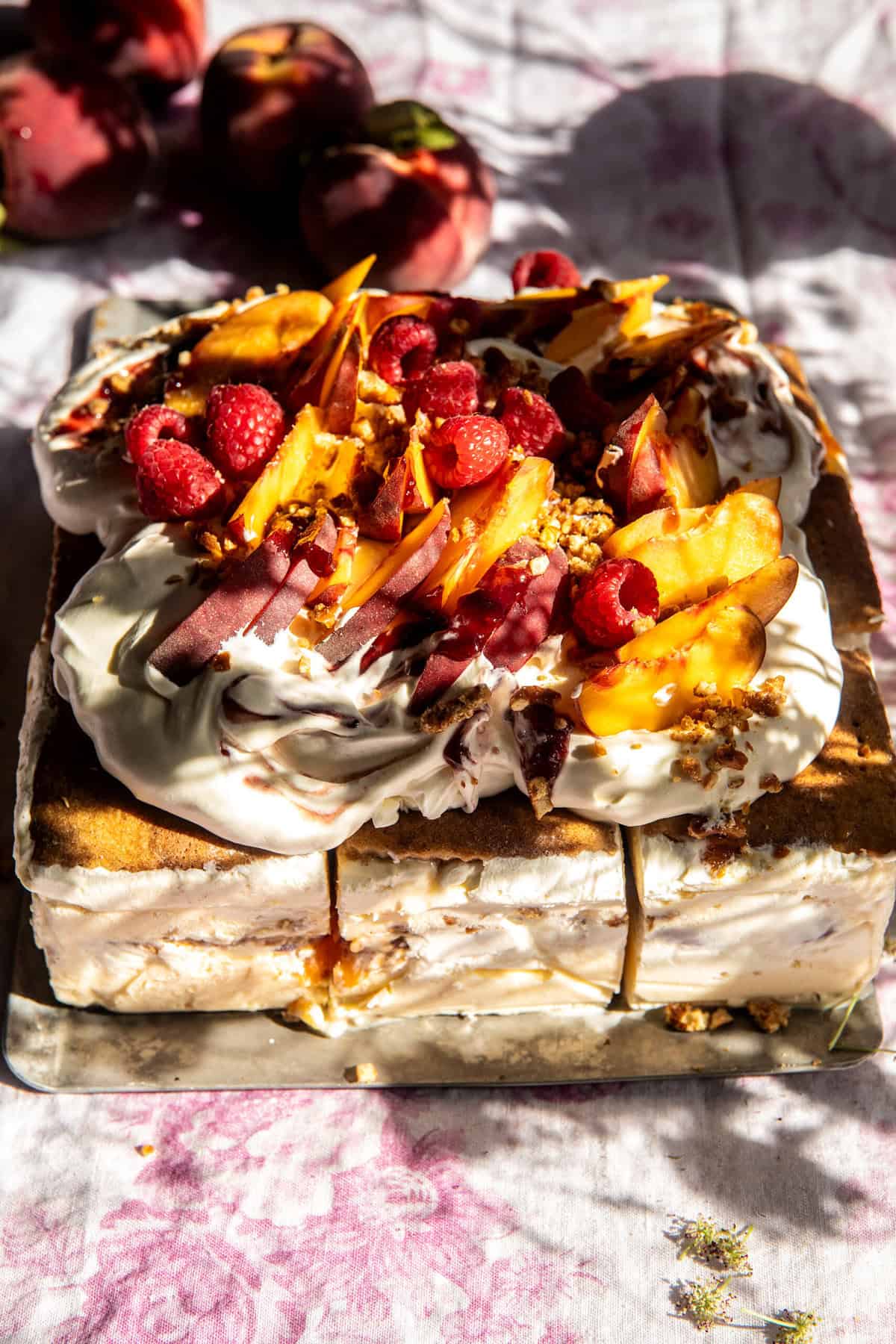 Peach Pretzel Ice Cream Cake | halfbakedharvest.com