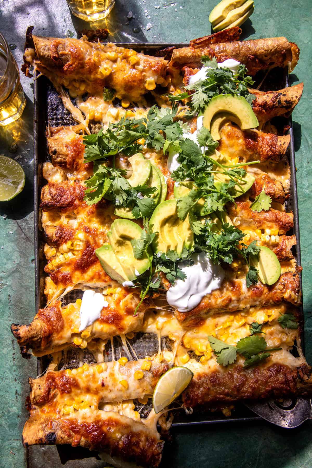 Sheet-pan Green Chile Chicken Taquitos | halfbakedharvest.com